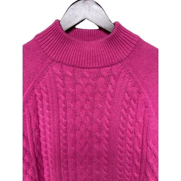 Gap Factory Pink Cable Knit Mock Neck Long Sleeve Sweater Women's Large - Picture 2 of 8